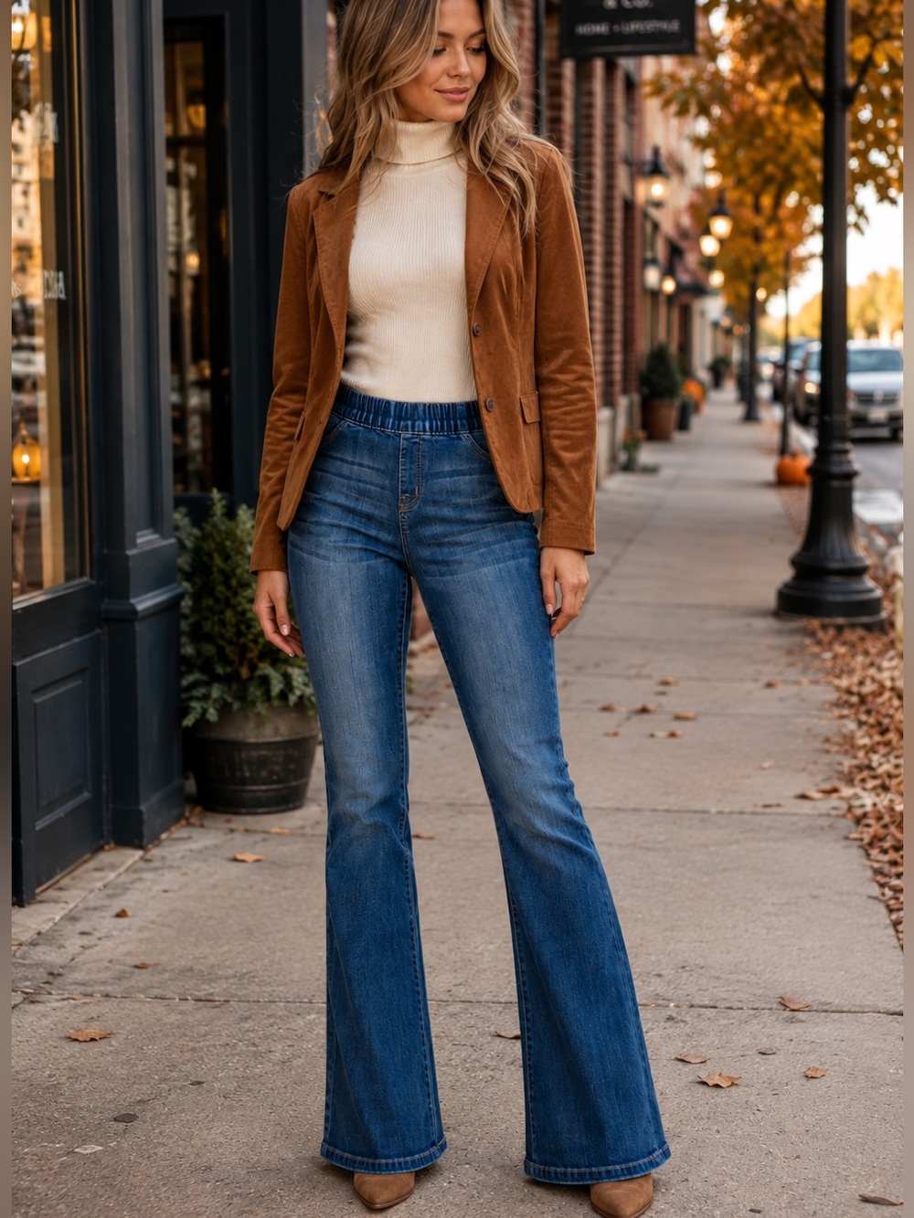 Altar’d State XS Pull On Flare Jeans Stretch Medium Wash Y2K Boho Denim
